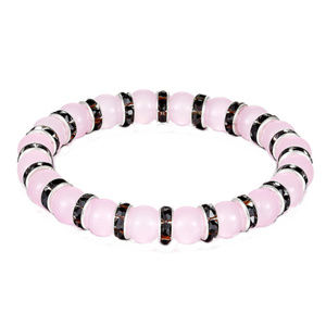 Light Pink Hand Polished Crystal Bracelet J-144-B